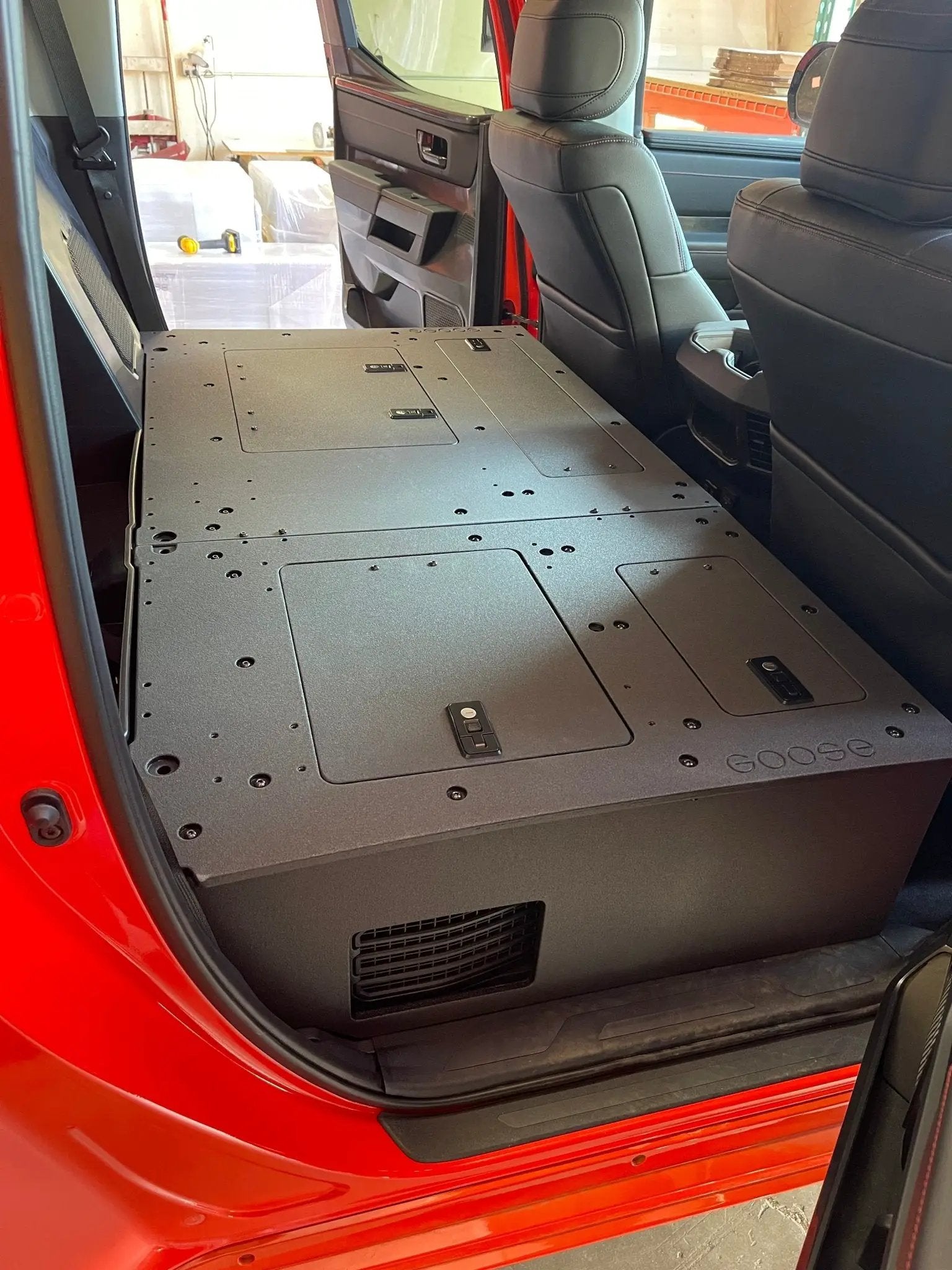 Toyota Tundra 2022-Present 3rd Gen. CrewMax - Second Row Seat Delete Plate System by Goose Gear