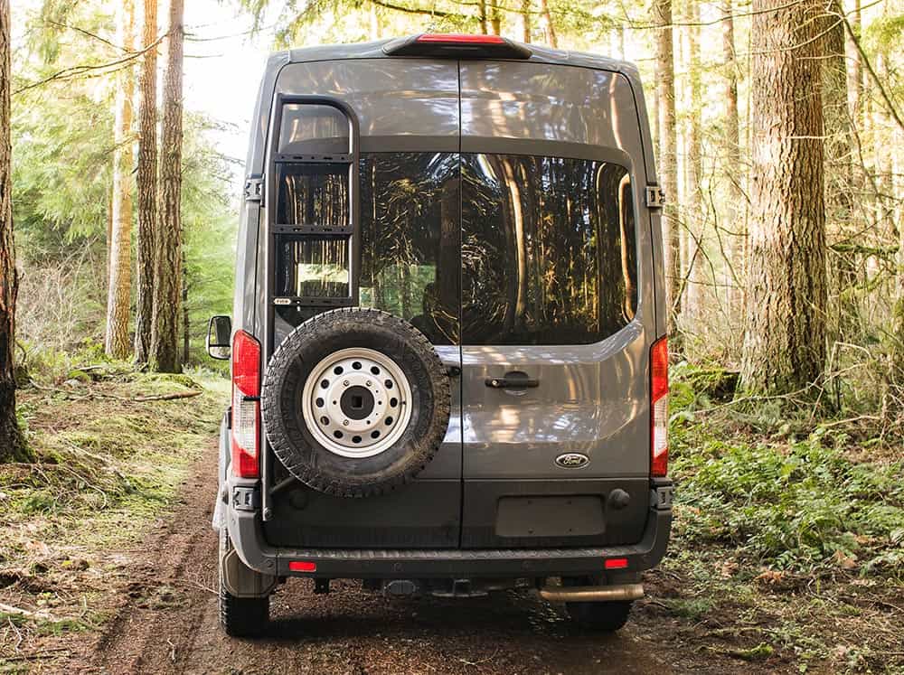 Flatline Van Co. Transit Rear Ladder and Tire Carrier - Long Weel Bracket by Flatline Van Co.