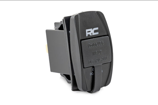 Inserto de interruptor USB | 2x1 con logo | Luz de fondo azul
