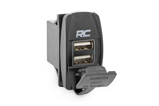Inserto de interruptor USB | 2x1 con logo | Luz de fondo azul