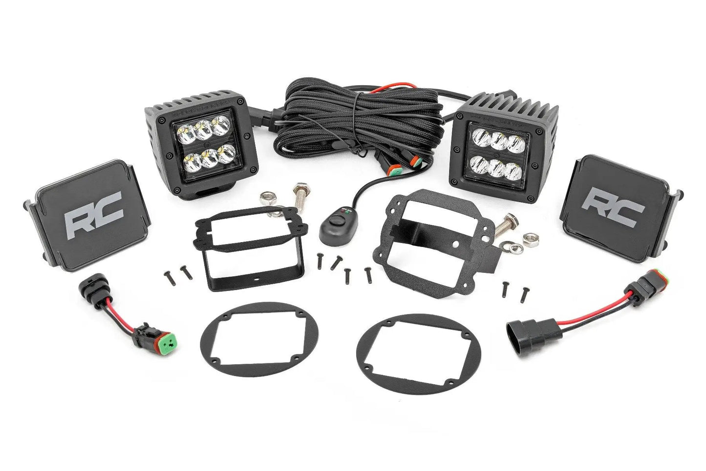 Rough Country LED Light Kit | Fog Mount | 2" Black Pair | Jeep Wrangler JK/Wrangler Unlimited (10-18) by Rough Country
