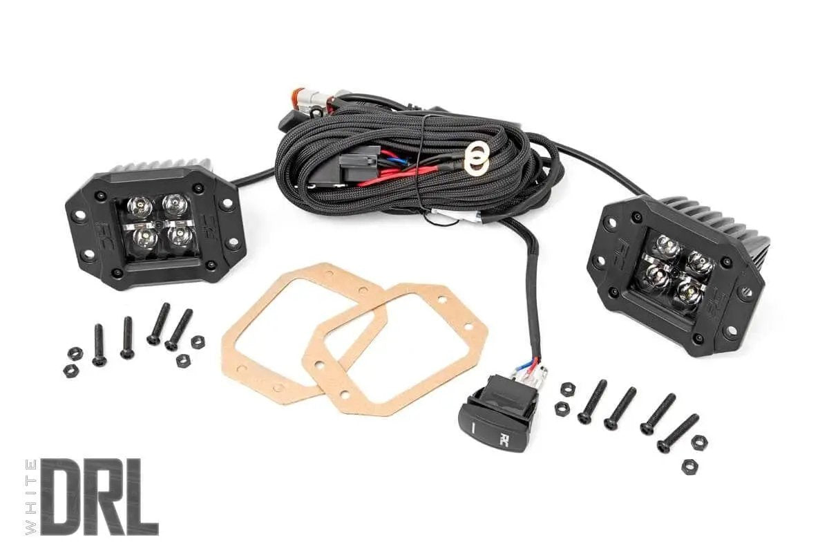 Rough Country 2 Inch Black Series LED Light Pods | Flush Mount | Cool White DRL by Rough Country