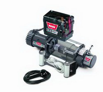 Warn Vehicle Mounted; Vehicle Recovery Winch; 12 Volt Electric; 9500 Pound Line Pull Capacity; 100 Foot Wire Rope; Roller Fairlead; Wired Remote; Planetary Gear Drive; Requires Winch Carrier or Winch Mount