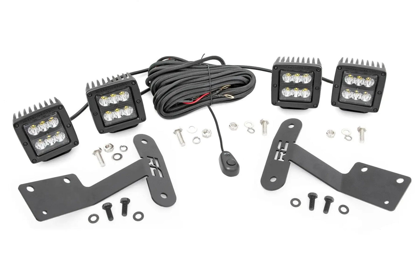 Rough Country LED Light Kit | Ditch Mount | Dual 2" Black Pairs | Spot | Toyota Tundra (14-21) by Rough Country